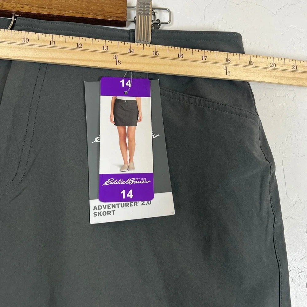 Eddie Bauer Adventurer 2.0 Skort Womens 14 Gray Hiking Outdoor Stretch UPF 50+